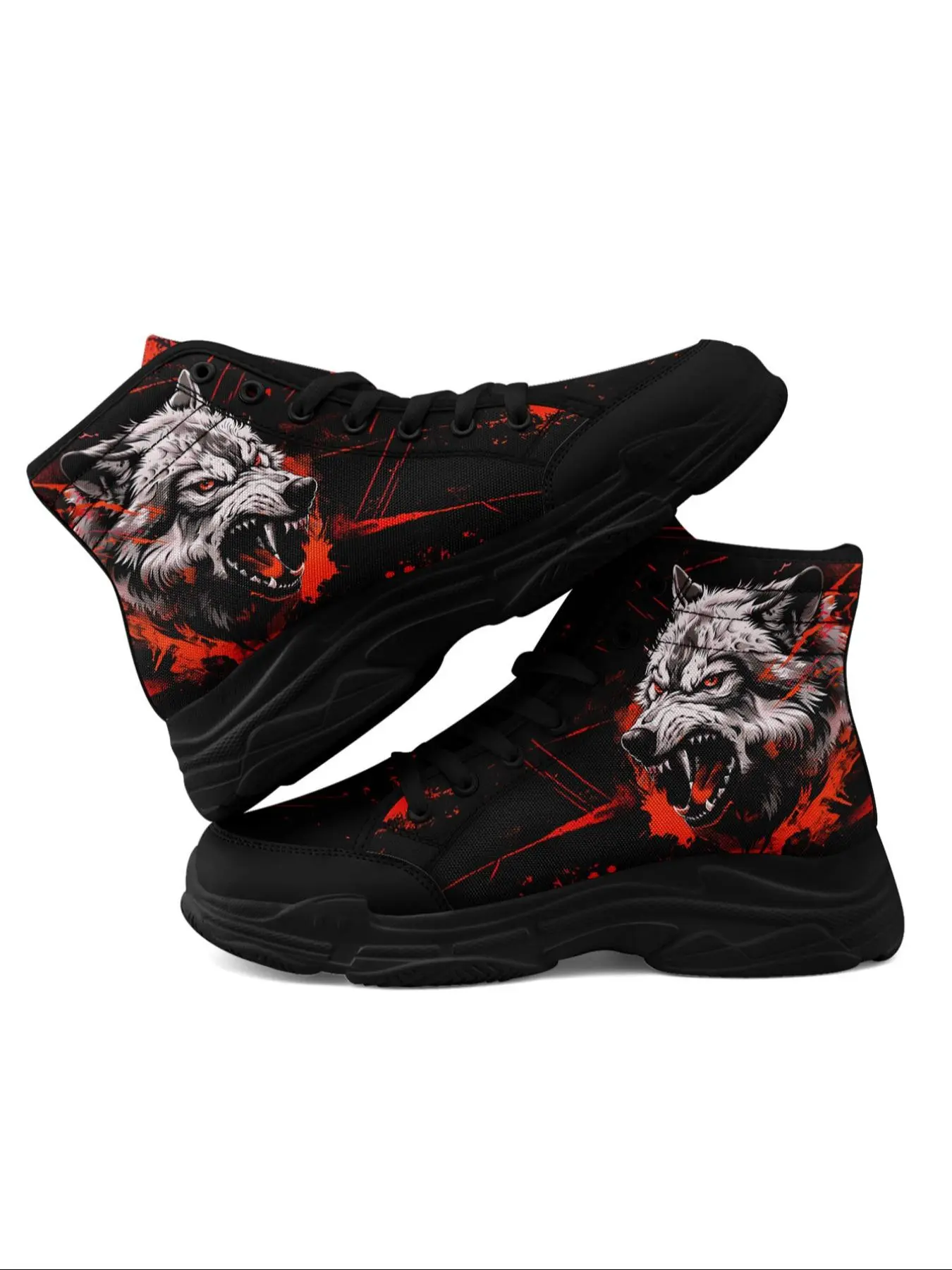 Men's Halloween Theme Animal Print Decor High Top Sneakers, Casual Comfortable Breathable Sports Shoes, Fashionable Sneakers for Daily Wear, Graphic Print Sneakers