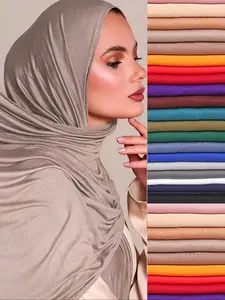 Women's Fashion Viscose Turban Hijab Headscarf, Soft Long Sun Protection Scarf, New Style Plain Color Wraparound Shawl for Outdoor Use Bandana Keffiyeh