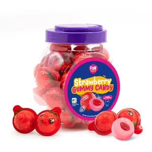 Strawberry Gummy Balls - 19 Ounce Jar (30 Count) - Jam Filled Candy - Party Favors
