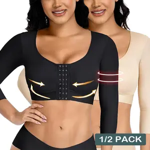 Arm Shaper for Women Post Surgery Arm Lipo Compression Sleeves Arm Faja Front Closure Shapewear  Bra