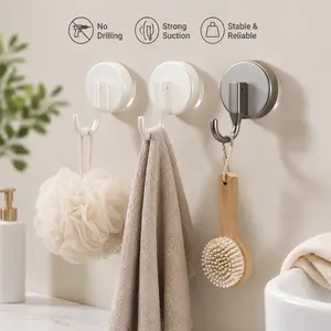 1 Count Vacuum Suction Cup Wall Hook, No Drill Removable Hanger for Hanging Small Sundries in Bathroom Kitchen Entryway