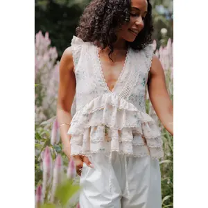 Yana Ruffle Top - Pastel Pink Floral