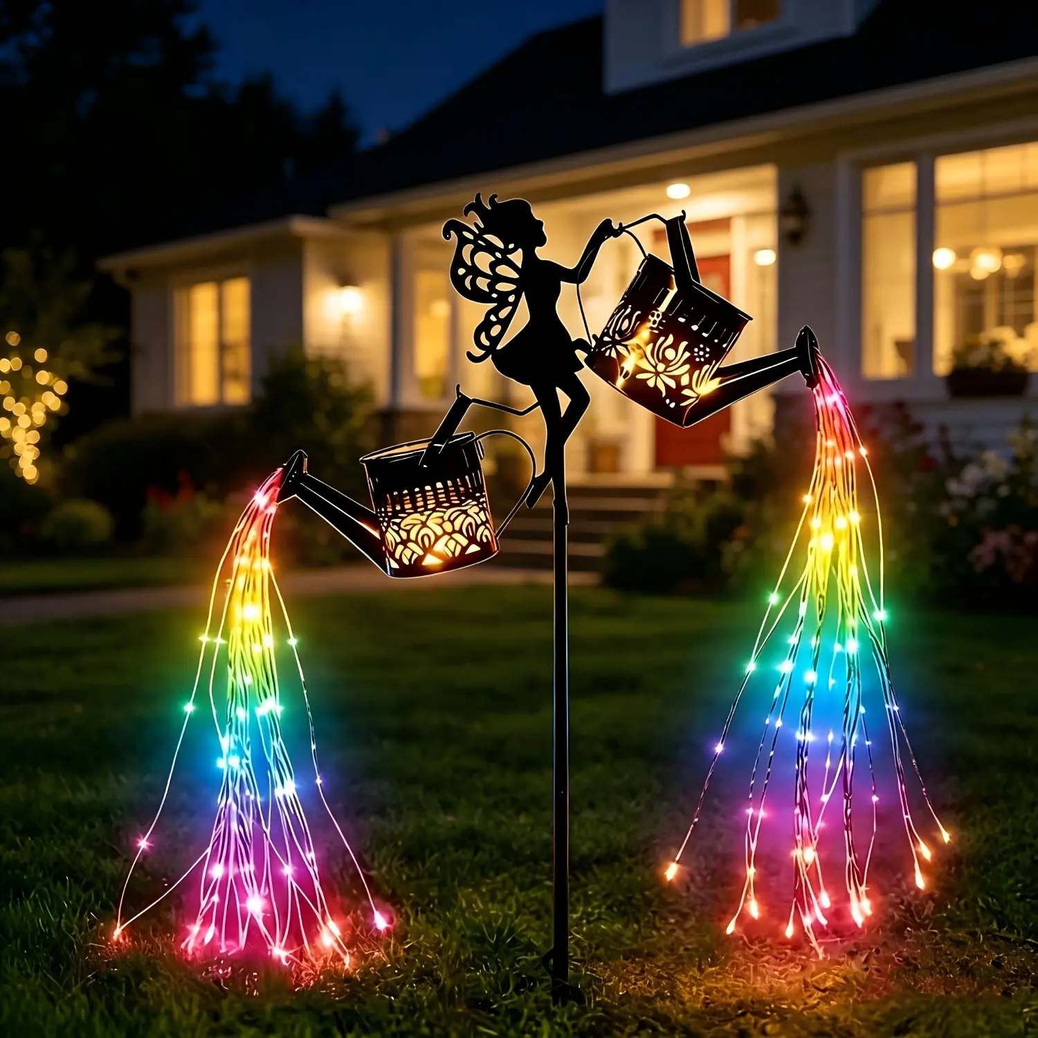 New Upgraded Solar Garden Lamp - 150 Colorful LED Fairy Lights with Waterfall Effect, IP67 Waterproof, Fairy Theme Outdoor Lighting for Garden, Terrace Decoration