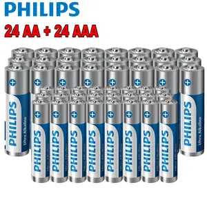 PHILIPS Ultra Alkaline AA & AAA Batteries 48-Count Combo Pack 24-Pack Each 10 Year Shelf Life Durable Leak-Proof Remote Control Batteries