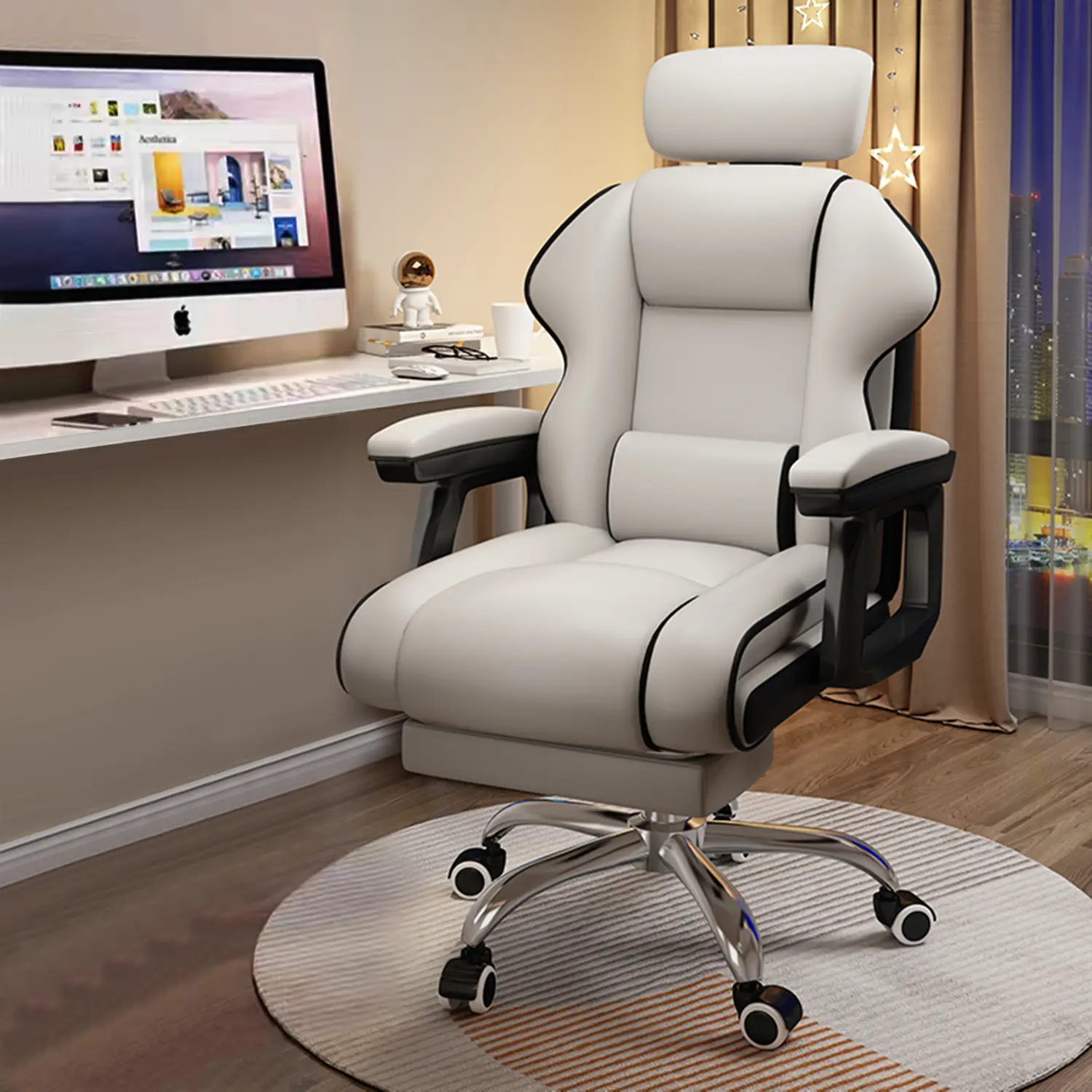 Executive Computer Chair Home Office Desk Chair,Adjustable Angle, Ergonomic Adjustable Height PU Leather Chairs with Cushions Armrest for Long Time Se