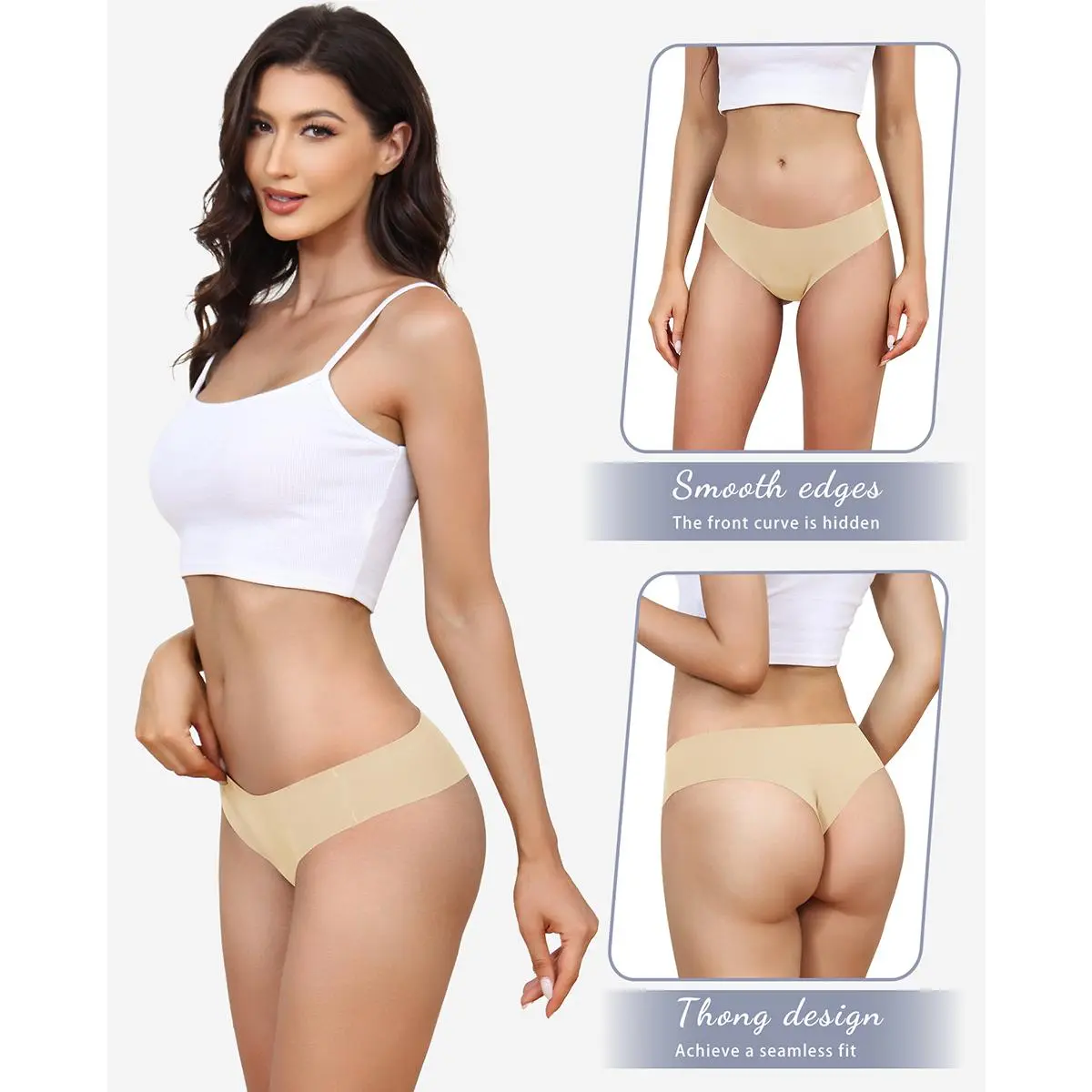 LEVAO 6 Pack Invisible Thongs for Women  Seamless No Show G-String  Panties, Anti Cameltoe Pad, Sexy Lightweight Underwear for Gym & Yoga -  TikTok Shop