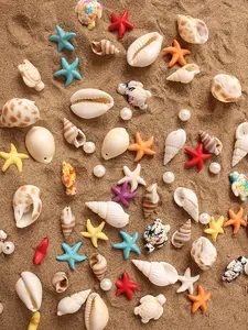 90pcs Random Shell Conch Starfish Turtle Pendant DIY Handmade Materials, Bracelet Necklace Earring Anklet Waist Chain Jewelry Accessories