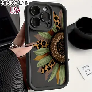 A Soft Protective Phone Case Designed for Iphone Models 16, 15 Pro Max, 14 Plus, 13, 12, 11, 11 Pro, 12 Pro, 13 Pro, 14 Pro, 15 Pro, And 16 Pro, Showcasing a Premium Shock-Absorbing Sunflower Pattern.
