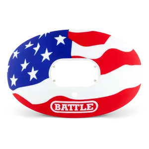 BATTLE American Flag 2.0 Oxygen Football Mouthguard with Convertible Strap No Boiling Required for Braces Players