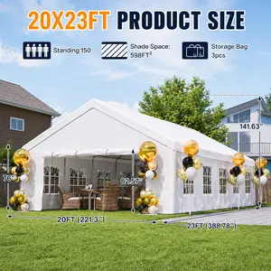 Large 20x32 FT Party Tent Outdoor Canopy Gazebo Heavy Duty Event Pavilion with Removable Sidewalls and 3 Storage Bags Commercial Grade Shelter for Wedding Backyard BBQ Garden Camping Carport and Outdoor Festivals