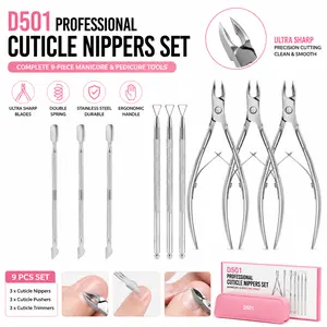 D501 Professional Cuticle Nippers – Stainless Steel Cuticle Cutter & Hangnail Tool Set for Manicurists & Pedicures | Ultra Sharp Blades, Double Spring, Ergonomic Handle (Model D501)