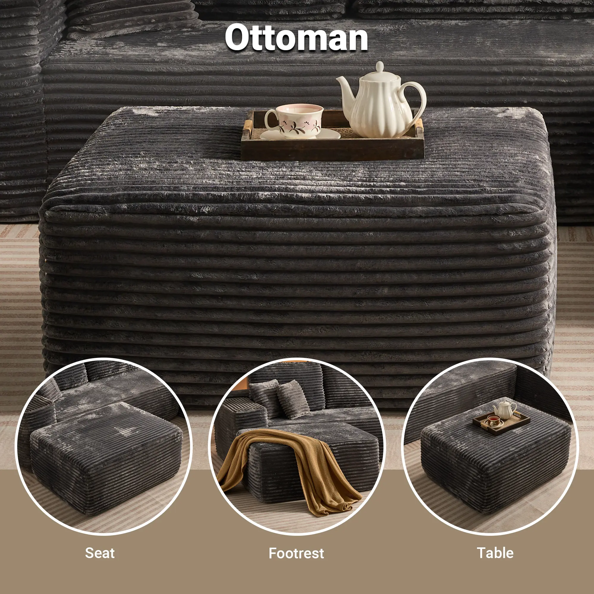 Oversize Boneless Cloud Sectional Couch with L-Shape Chaise With Removable Ottomans,Modern Modular Sofa with Deep Seat, Upholstered Couches for Living Room Bedroom,No Assembly Required,Free Combination Oversize Boneless Cloud Sectional Couch with L-Shape Chaise With Removable Ottomans,Modern Modular Sofa with Deep Seat, Upholstered Couches for Living Room Bedroom,No Assembly Required,Free Combination