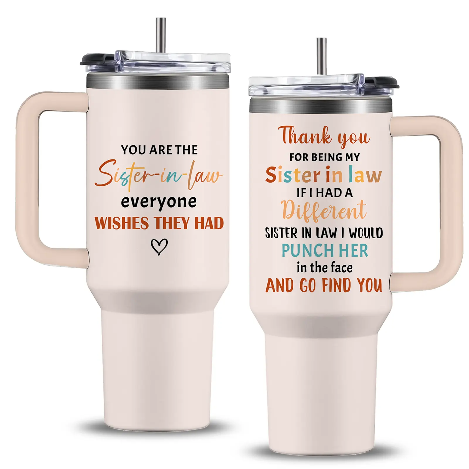 Sturdy Portable Stainless Steel Vacuum Flask Water Bottle with Transparent Lid and Straw - Romantic Sister-in-Law Gift for Birthday, Mother’s Day Kitchenware Drinkware