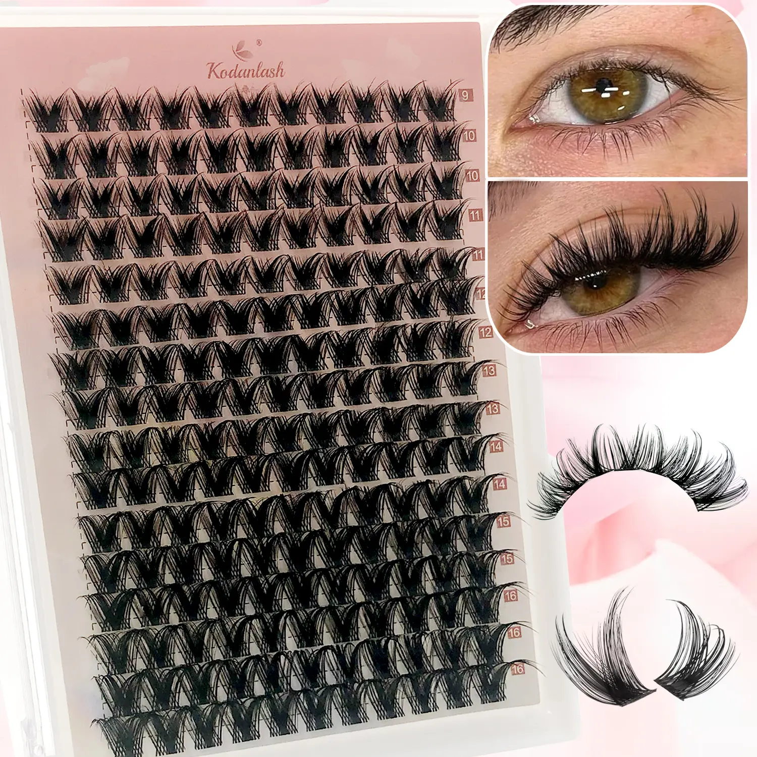 176 pcs Wispy Lash Clusters: 9-16mm Fluffy Volume Eyelash Extensions, Individual Lashes with Soft Thin Band & Natural DIY Cluster Makeup Cosmetic Water Proof