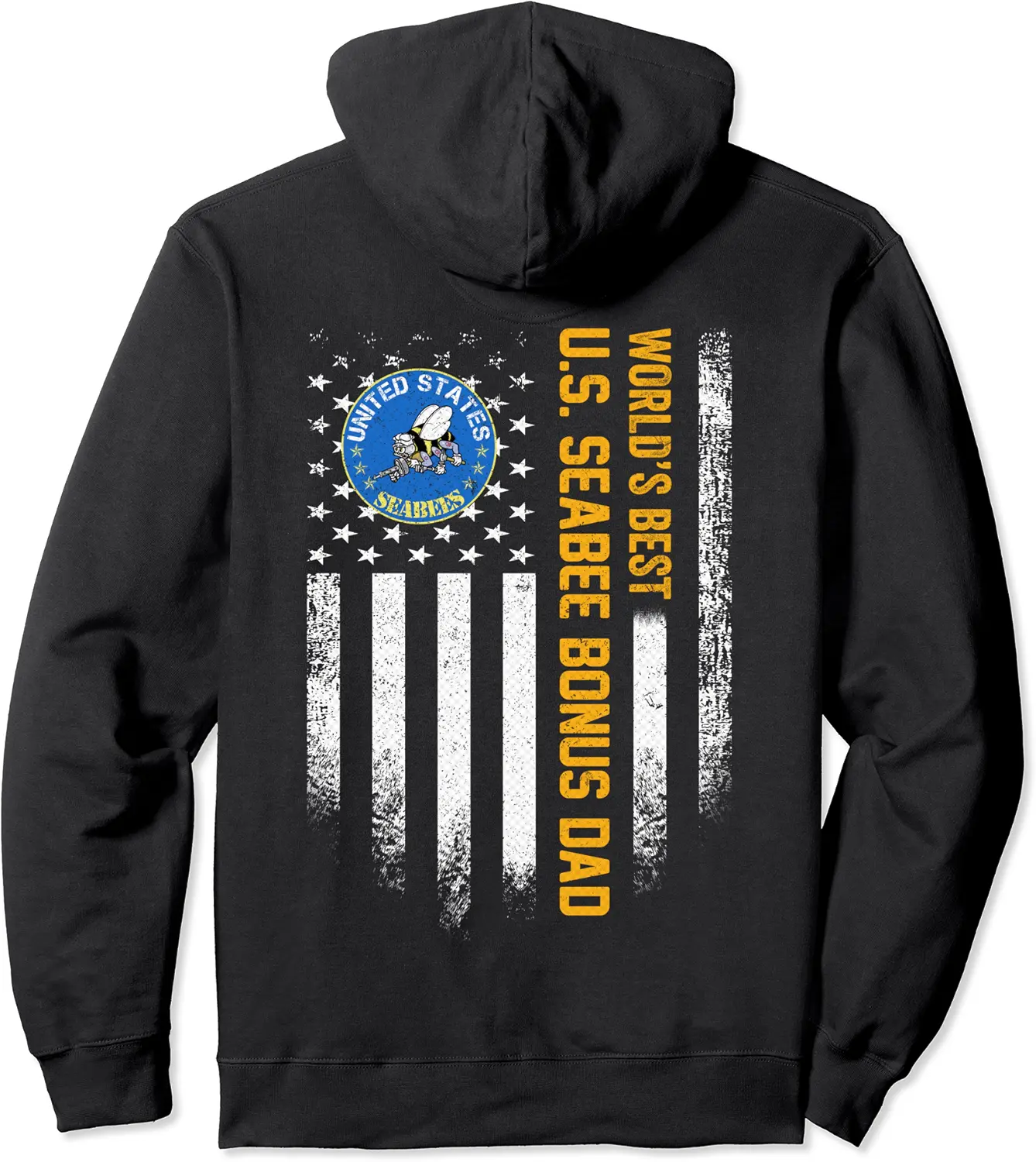 Vintage USA American Flag World's Best US Seabee Bonus Dad Pullover Hoodie - Parankushbh Shop 81B0926W6DXS