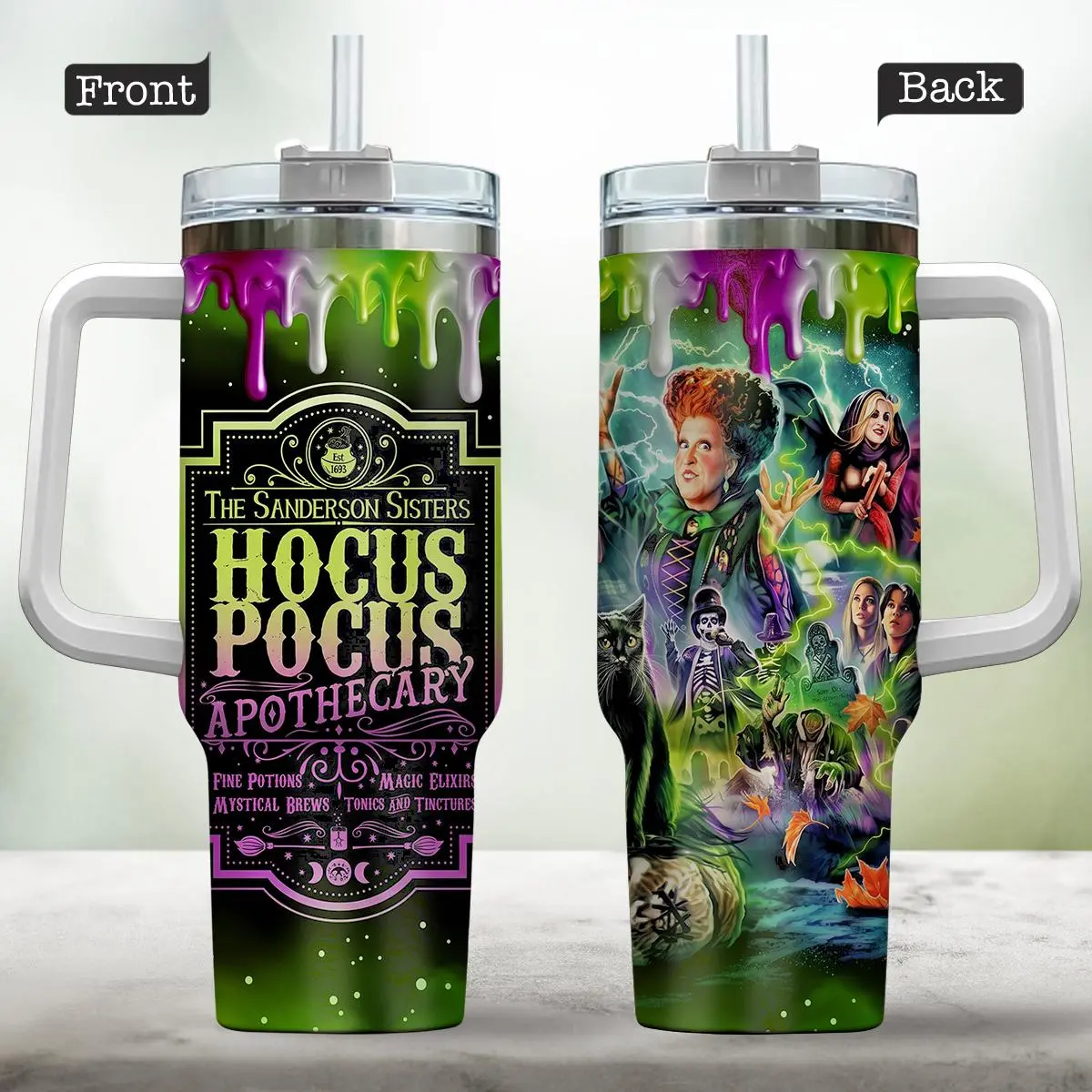 40oz Witch Apothecary Tumbler, Double Wall, Leak-Proof, Portable, Perfect for Daily Use, Office, Travel, Durable - wic10228