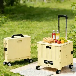 Foldable Luggage Cart, Collapsible Wagon, Perfect for Outdoor Picnics Camping Grocery Shopping Moving, Strong Load Capacity Portable Design