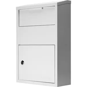 212 MAIN Classic Large Locking Wall Mount Drop Box - Steel Body, Key Lock, Drawer Door, Pre-Drilled Holes