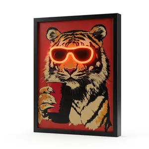 Retro Party Tiger Light Box | Cyberpunk Wall Art