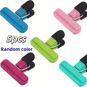5 Random Color High-Quality Silicone Food Bag Clips, Strong Sealers for Snacks and Coffee, Essential Kitchen Storage, Multi-Functional