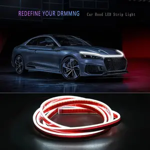 12V Scan Starting Led Car Hood Light Strip Decorative Lamp Flexible DRL Daytime Running Lights Auto Headlight Strips Car Assecor Car Lighting Accessories