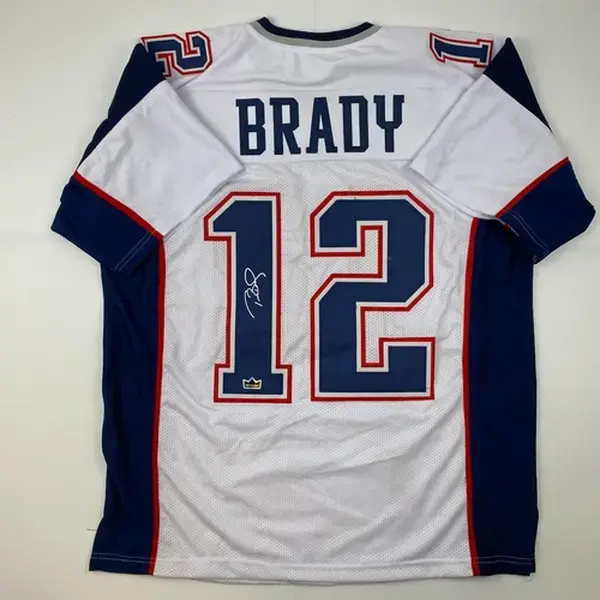 Facsimile Autographed Tom Brady New England White Auto Jersey
