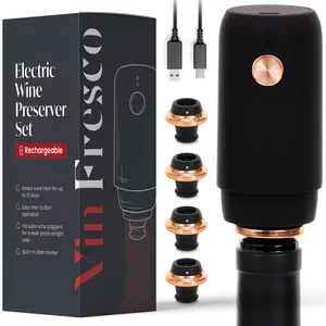 Electric Wine Preserver - Rechargeable Vacuum Wine Preservation Device - Automatic Wine Air Remover Pump for Kitchen