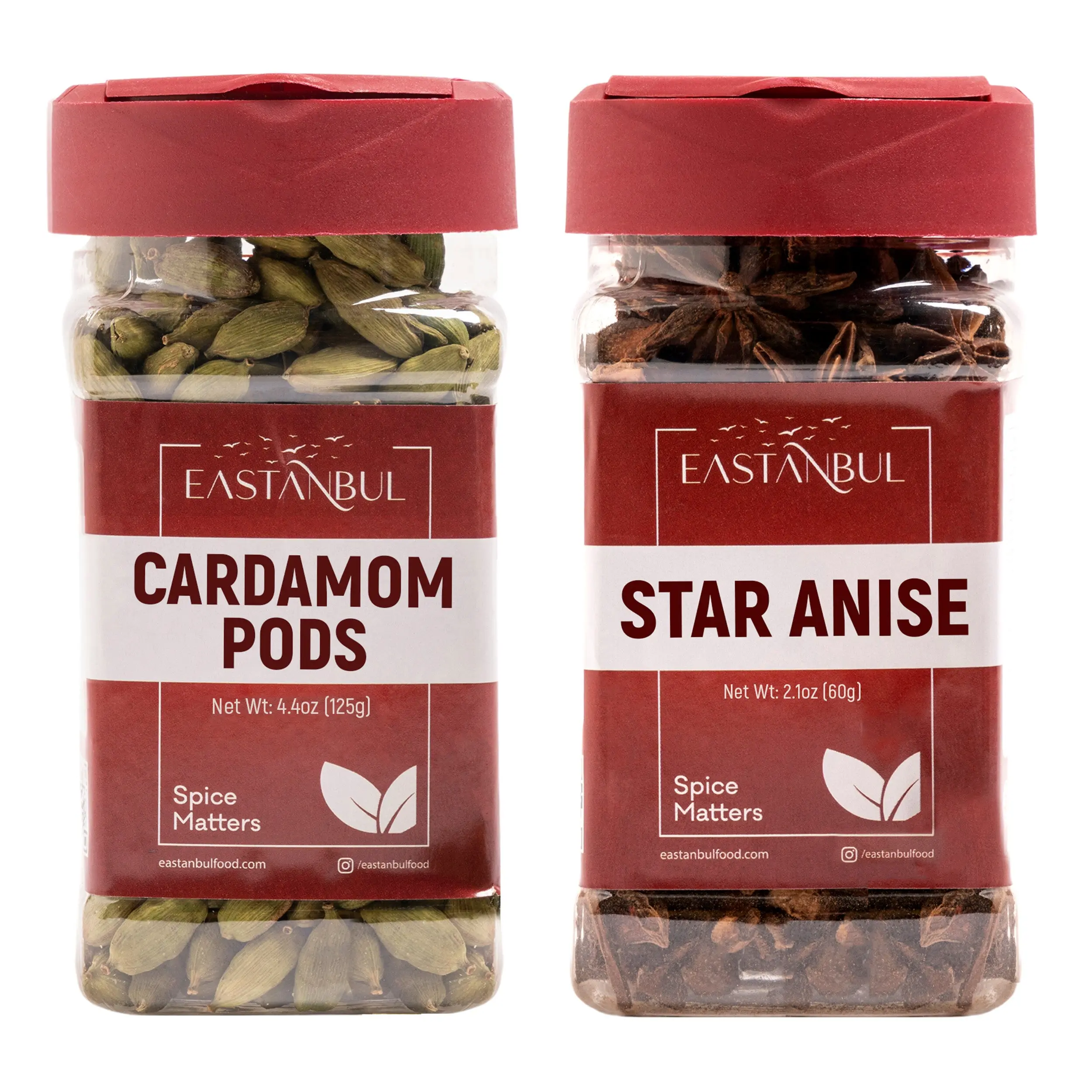Eastanbul Cardamom Pods, 4.4oz and Star Anise, 2.1oz, Spice Buddies Seasoning Combo All Purpose Seasonings