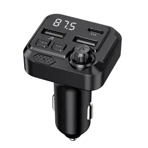 Handsfree Call Car Charger Wireless Bluetooth 5.3 FM Transmitter Radio Receiver MP3 Audio Music Adapter, Dual USB Ports, LED Show Voltage/FM Frequency Compatible for iPhone Samsung Smartphones