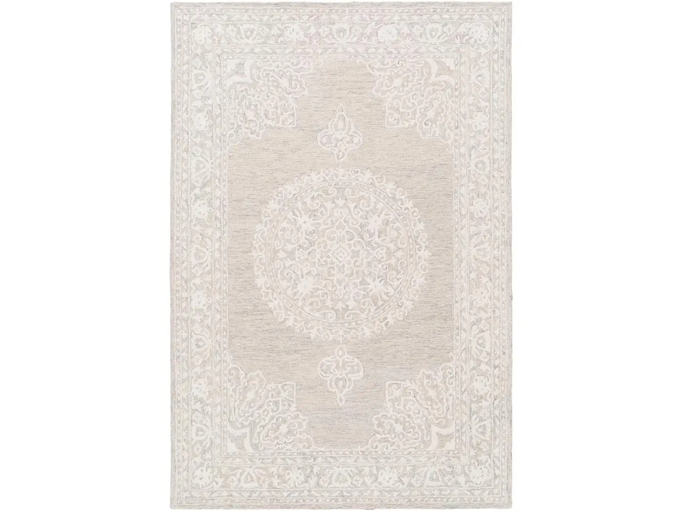 Livabliss KSR2313-576 Indoor Medium Pile Kayseri Hand Tufted Rug, 5 ft. x 7 ft. 6 in., 2' x 3' Size Option, Taupe, Beige & Cream, Exotic Style Area Rugs, Eclectic Charm, Global Inspired, Wool Fiber