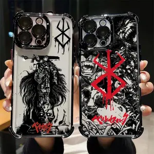 Berserk Comics Anime Plating Phone Case   for iPhone 17, 16, 15, 14, 13, 12, 11 Pro Air Plus ProMax and Samsung S26-S22 Plus shock-absorbing phone cases, fashionable gift.