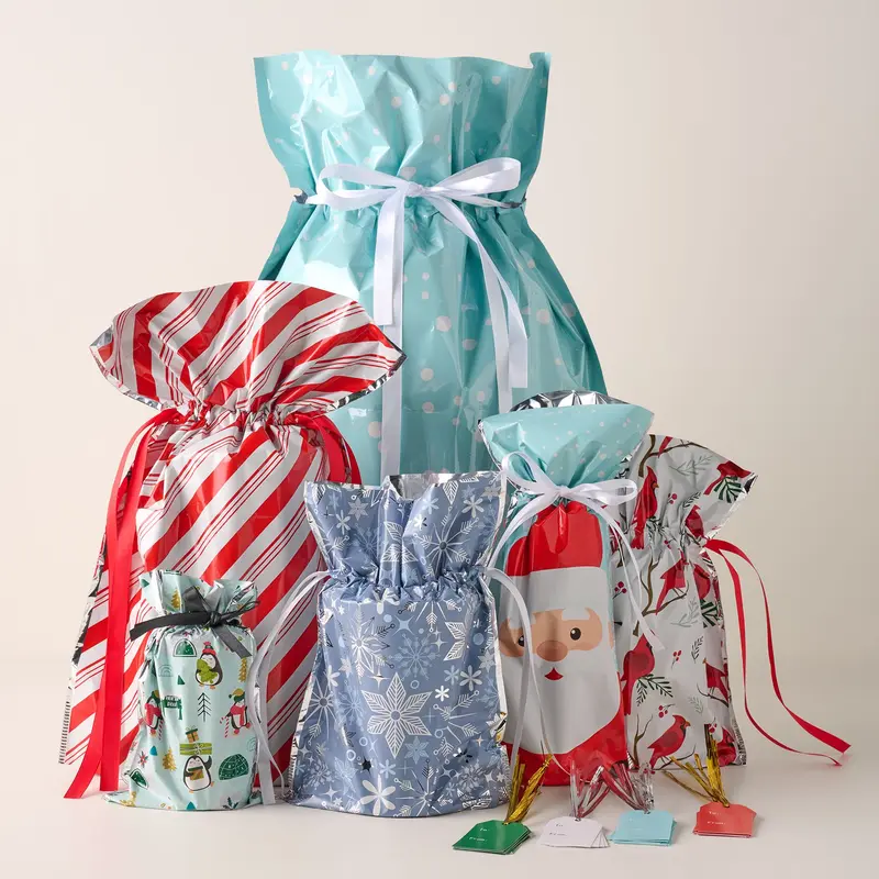 Kringle Express 50-Piece Drawstring Gift Bags & Tags Set