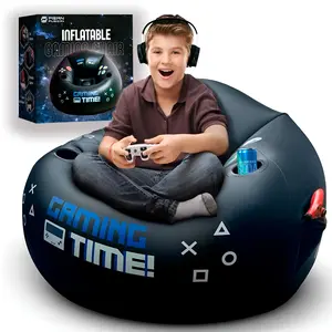 FranFusion Inflatable Gaming Chair for Kids & Teens with Cup Holders and Side Pocket - This Air Bean Bag Game Chair is The Perfect Furniture for Gamer Room Décor