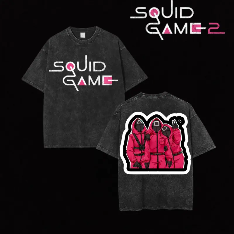 Squid Game Red Light Green Light Graphic Tee, Korean Survival Drama Streetwear, Washed Vintage Look Unisex T-Shirt