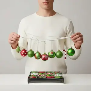 46-piece set, red, green and white Christmas ball decoration combination, wave hanging Christmas ball, tree ornaments, shiny red, green and white plastic Christmas trinkets, suitable for family indoor holiday party decoration, Christmas tree decorations,