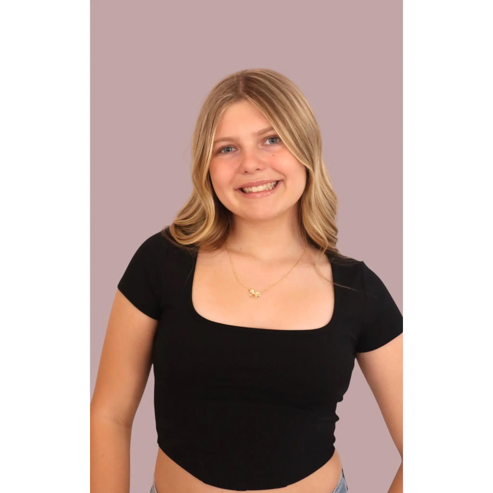 Basic Corset Detailed Cropped Black Tee