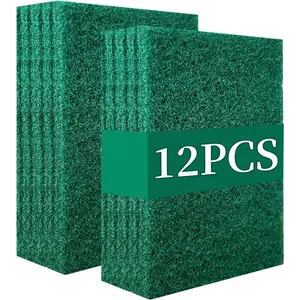 Heavy Duty Mesh Scour Pads, Non-Scratch Green Reusable Sponges, Household Kitchen Dish Cleaning Tool (12Pcs)