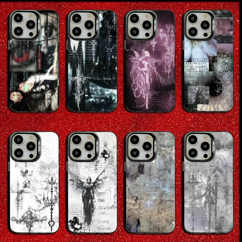 Cybersygilm Gothic Cyber Sigil Cross Phone Case For iPhone 16,15,14,13,12,11,Mini,Pro,E,MAX Drop Matte Shockproof Black Cover