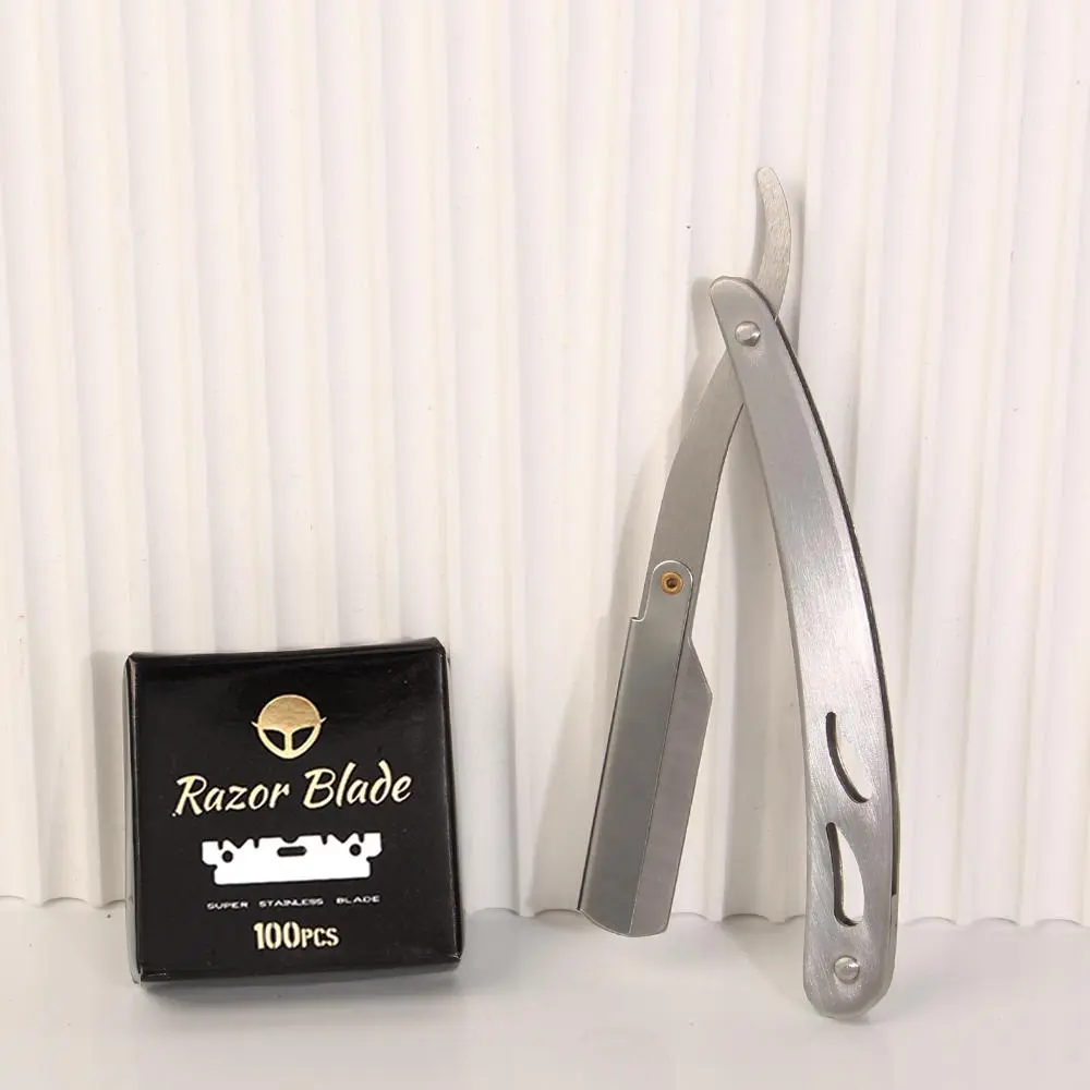 Men's Razor with Replacement Blade, 2 Counts/set Portable Manual Straight Razors, Comfortable Grip Razor for Eyebrow, Hair, Beard Trimming, Ideal Summer Gift, Stainless Blades
