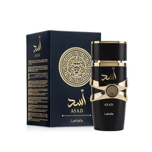 Lattafa Asad for Men 3.4 Ounce 100ml Eau De Parfum Spray Spicy Floral Fragrance with Black Pepper Pineapple Coffee Patchouli Iris Vanilla Amber Dry Woods