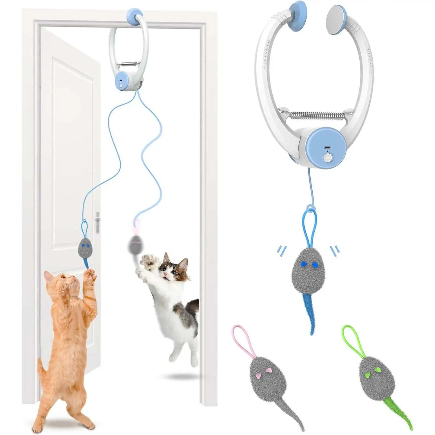 CLEARANCE! Hunting Game for Bored Indoor Cats - Automatic Jumping Mouse Door Clip Toy