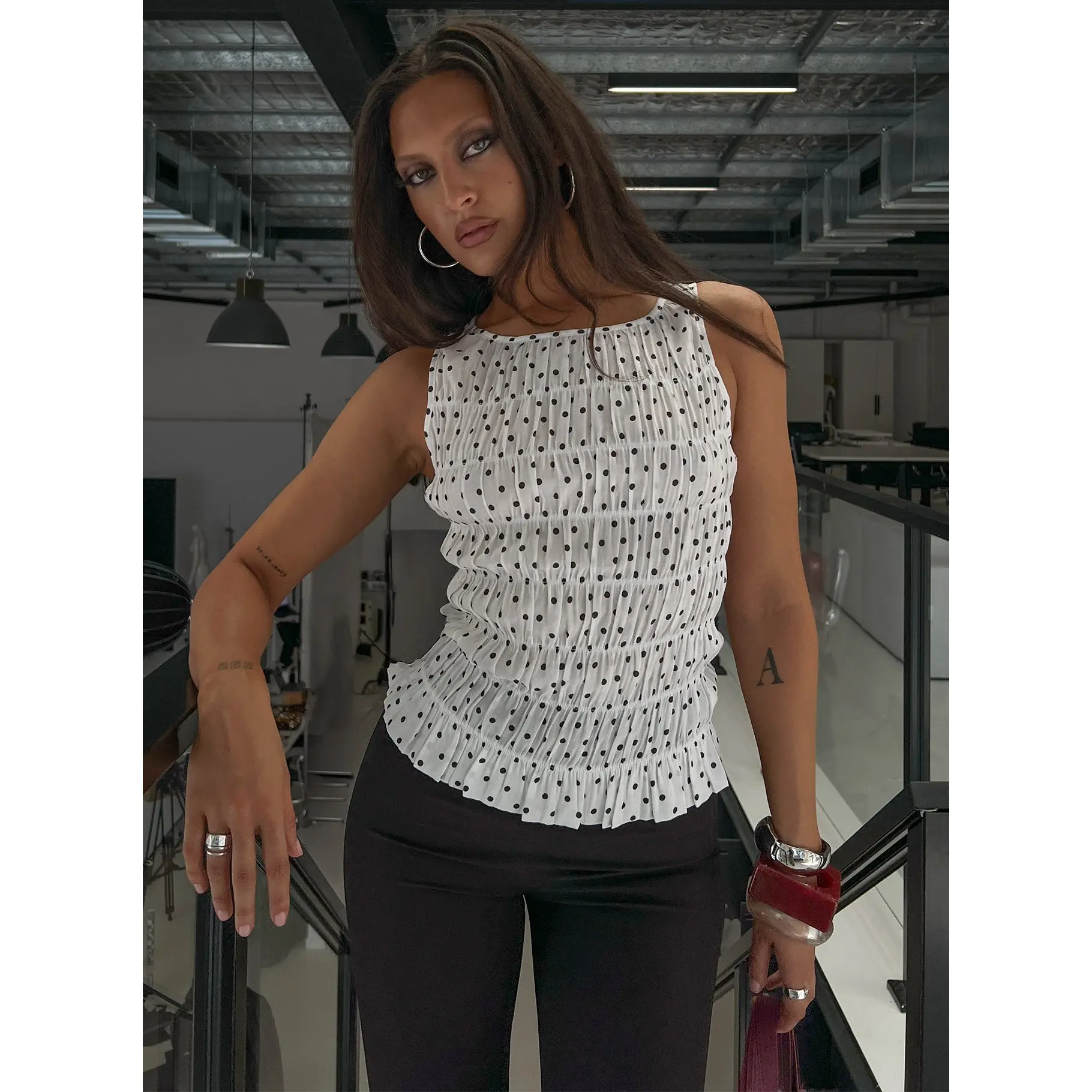 marguerite halter dress white polka - TikTok Shop