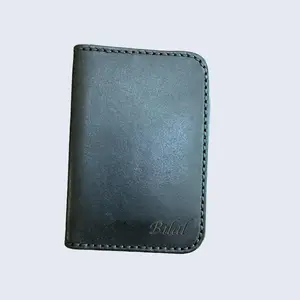 Vertical Bifold Personalized Engraved Full Grain Leather Wallet