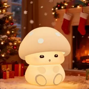 Portable Night Light for Kids, Mushroom Light with 7 RGB Colors, Stepless Dimming, Rechargeable Tap Light, Touch Control