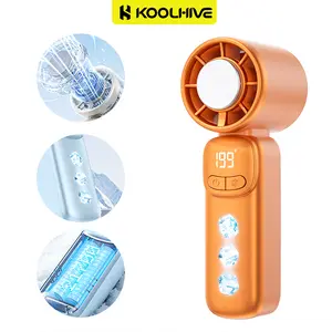 【H KOOLHIVE】 Pocket Size Mini Handheld USB Rechargeable Fan, Semiconductor Cold Compress, 199-Step Adjustable Wind with LED Display, Quiet Portable Cooling Fan for Summer Outdoor Use
