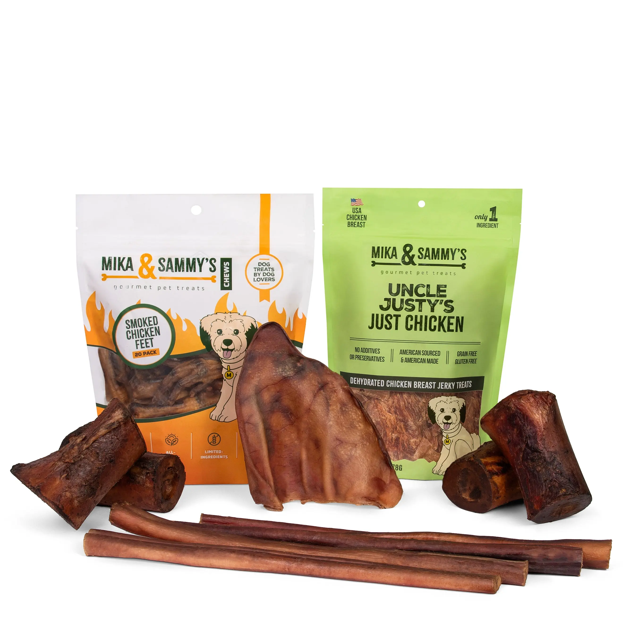 Medium Dog Treat & Chew Mega Bundle | 21-40 Lbs | Bully Sticks, Marrow Bones, Pig Ear, Chicken Feet & Jerky