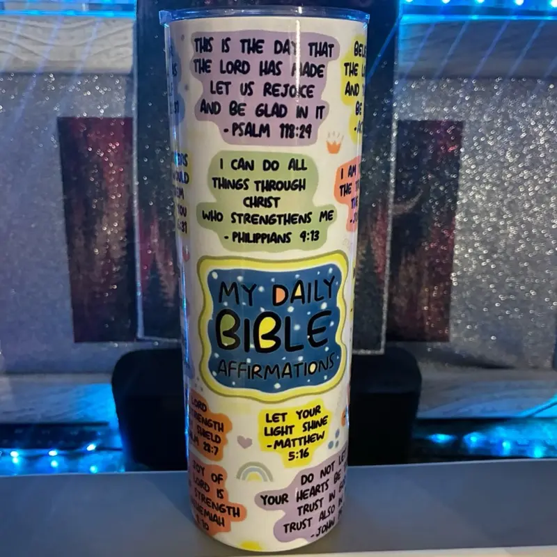 My Daily Bible Affirmations 20oz Skinny Tumbler