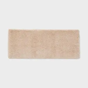Threshold Tufted 60x24" Bath Rug Runner High Pile Heavyweight, Almond