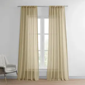 Half Price Drapes Faux Linen Sheer Curtain Pair (2 Panels)