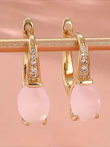 Delicate and Elegant Pink Oval Jewelry Dangling Earrings Pink Dangles, Ladies Holiday Party Wear Exquisite Accessories, Birthday Gift